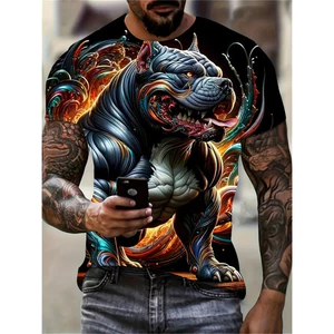 Áo thun in hình Bulldog 3D hợp thời trang dành cho nam Hip-Hop Dạo phố mùa hè, Áo thường ngày thoáng khí mát mẻ
