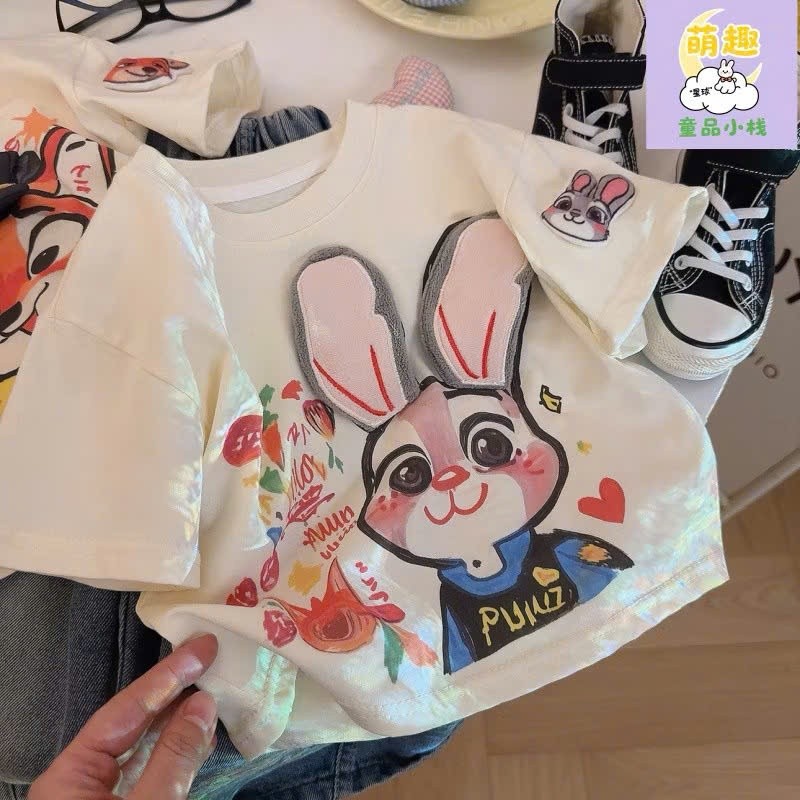 Aó Thun Bé Trai-Bé Gái HỌA TIẾT SÓC- THỎ QC76 K.Kid Áo Phông Chất Cotton Mát size 8-20 kg M99