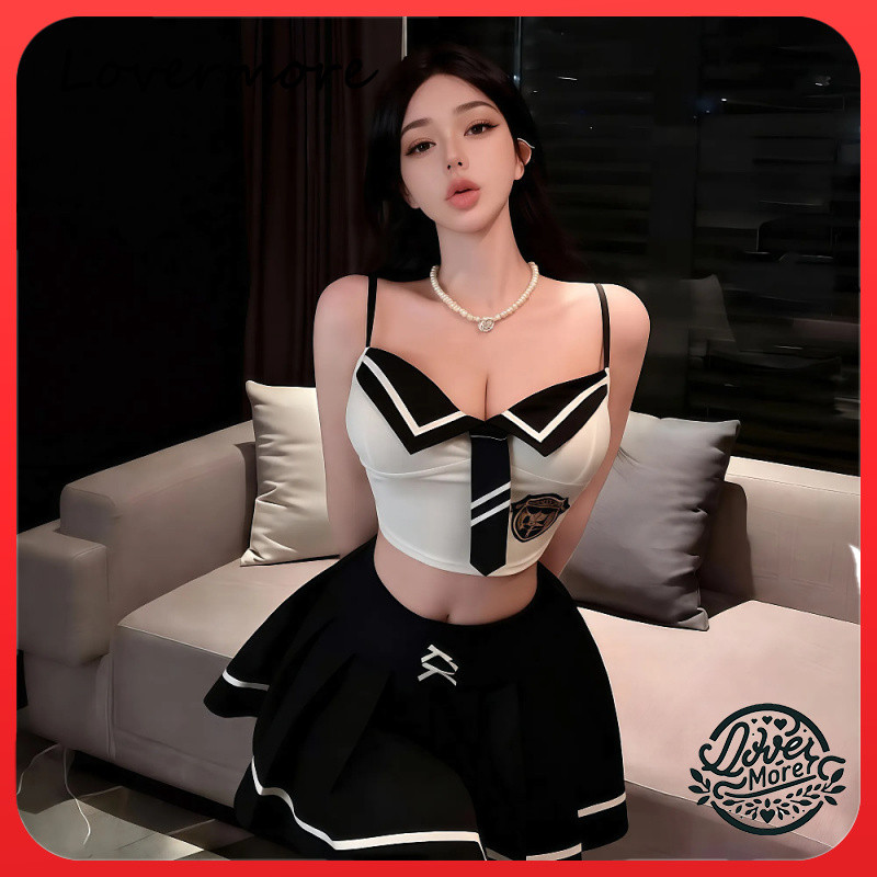 [LoverMore] Đồ Lót Gợi Cảm Pure Desire Gợi Cảm Không Eo Sling Cám Dỗ Phong Cách Nhật Bản Váy Xếp Ly Slim-fit Suit