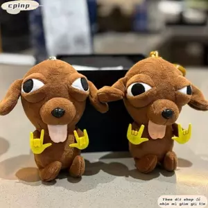 Móc khóa động vật nhồi bông CPINCP, Mặt dây chuyền sang trọng Hip Hop Chihuahua 10cm, Phim hoạt hình có chuỗi hạt Móc treo mềm Túi trang trí quyến rũ