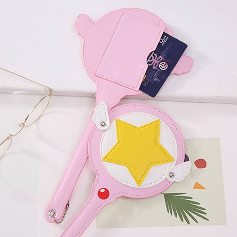 Newsmallbrains Kawaii Cardcaptor Sakura Magic Wand Hộp đựng thẻ đồ chơi Hộp đựng thẻ xe buýt Cerberus Công chúa màu hồng Ngôi sao dễ thương Thanh Anime Đồ chơi NSB