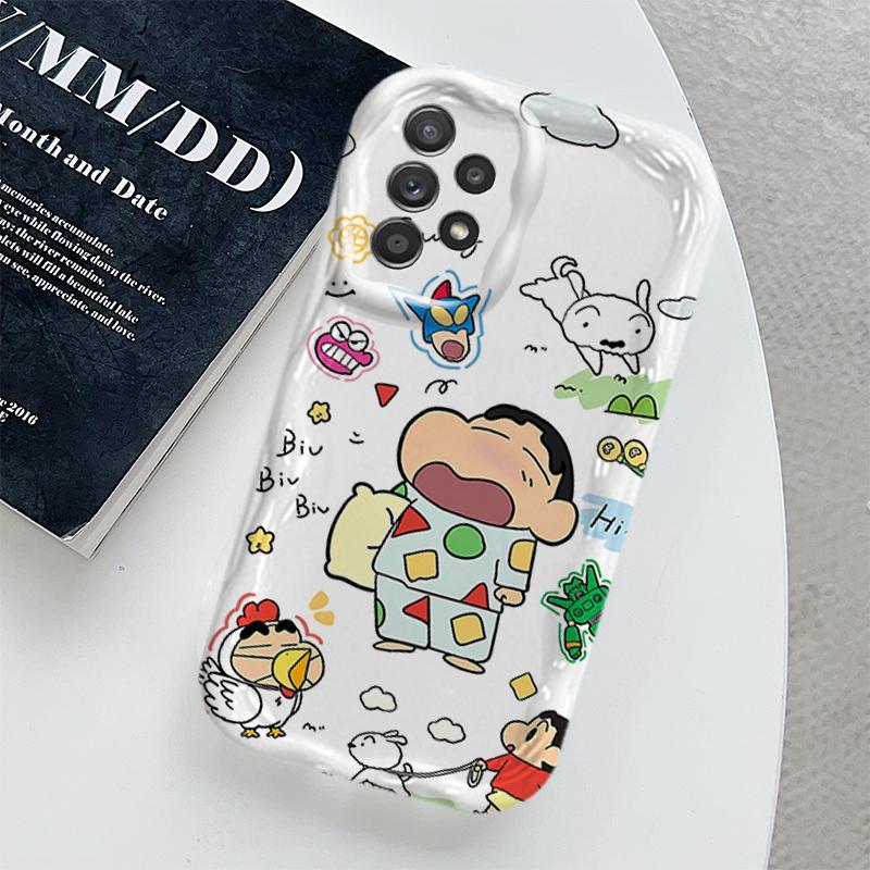 Ốp Lưng Cho Samsung Galaxy A13 A23 A32 A33 A52 A52S A53 4G 5G Vỏ Kem Hoạt Hình Crayon Shin-chan Cặp Đôi Mềm TPU 3D Sóng Silicon Vỏ Điện Thoại