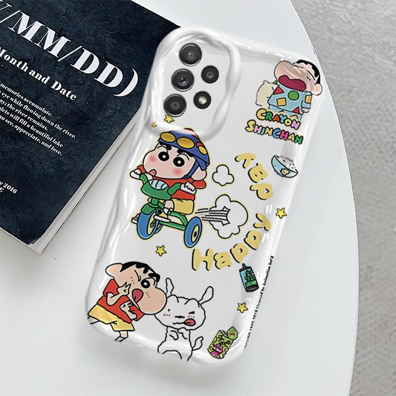 Ốp Lưng Cho Samsung Galaxy A13 A23 A32 A33 A52 A52S A53 4G 5G Vỏ Kem Hoạt Hình Crayon Shin-chan Cặp Đôi Mềm TPU 3D Sóng Silicon Vỏ Điện Thoại