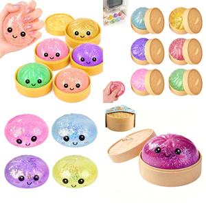 Siopao Đồ Chơi Cầu Vồng Lấp Lánh Bánh Bao Squishy Slime Di Động Fidget Giảm Căng Thẳng Đồ Chơi Quà Tặng