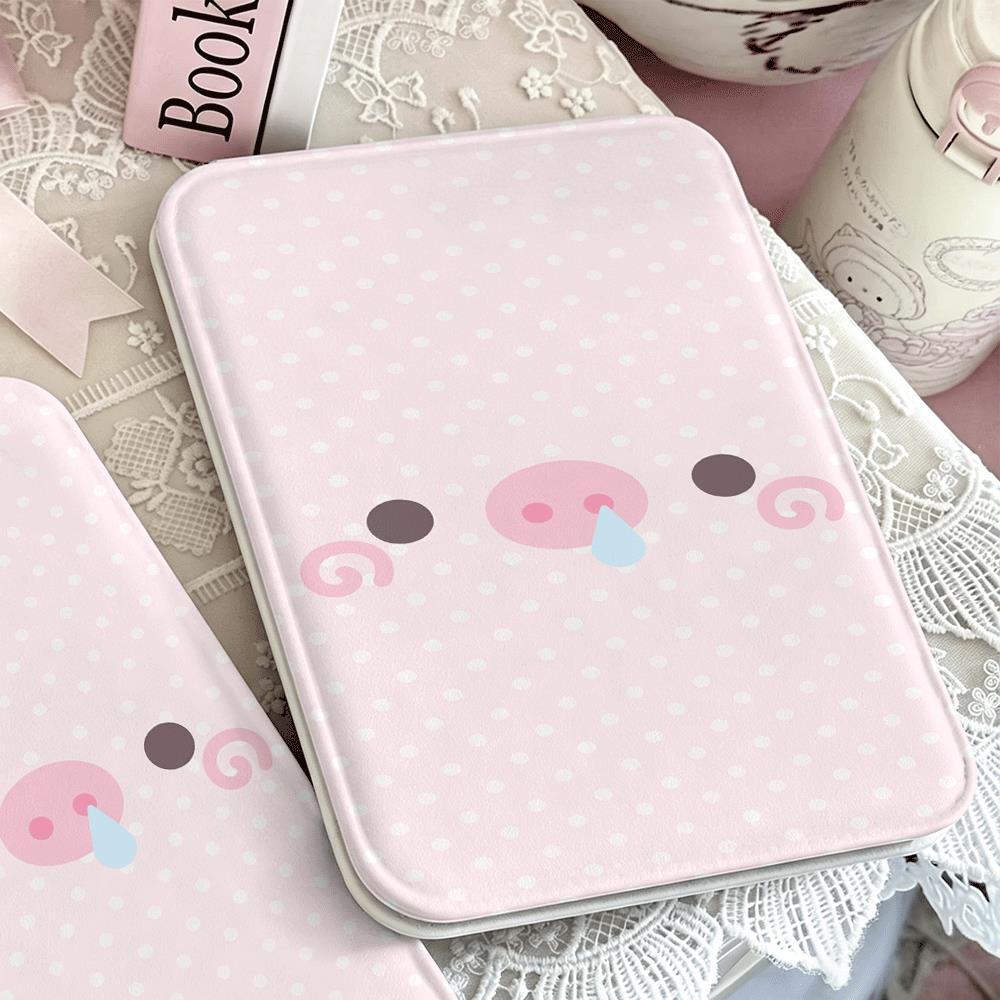 Gương gập mini trang điểm họa tiết mặt heo pastel dễ thương phong cách nữ tính cho học