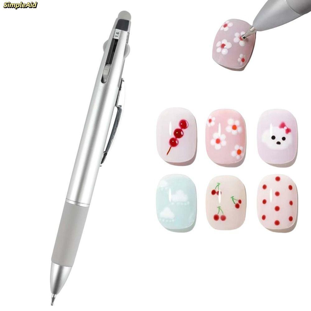 Bút chấm móng tay SIMPLEAID, Bút chấm móng tay nghệ thuật nhiều kích thước 4 trong 1, Thiết kế bút bi chuyên nghiệp Loại báo chí Dụng cụ vẽ móng tay chuyên nghiệp