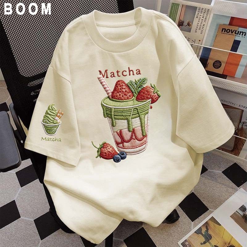Áo thun chữ thêu nữ kiểu hàn quốc form rộng tay lỡ cổ tròn cotton mát - hè hot trend in cách dễ thương- Local brand #21