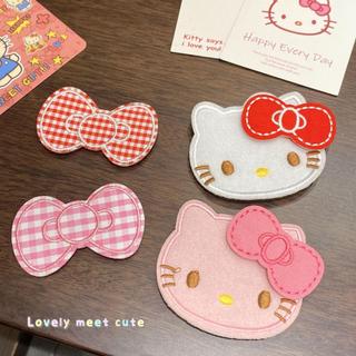 Kẹp tóc mái Hello Kitty dễ thương không đường may dành cho nữ, kẹp tóc duỗi thẳng, kẹp tóc mái nơ bằng khóa dán, phụ kiệ