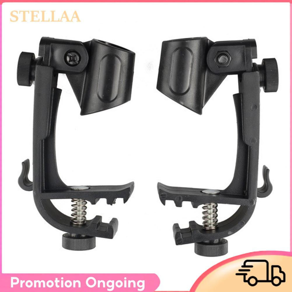Stellaa 2 Chiếc Trống Micro Kẹp Viền Kẹp Nhựa Đảm Bảo Gắn Giá Đỡ Xoay 180 Độ Cho Trống Nhạc Cụ