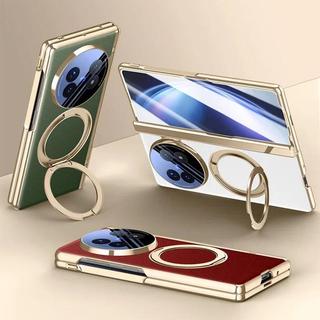 Ốp điện thoại họa tiết vải thiều sang trọng cho Vivo X Fold 5 Ốp lưng bảo vệ toàn thân với 360° Giá đỡ vòng xoay & Tấm bảo vệ màn hình phía trước
