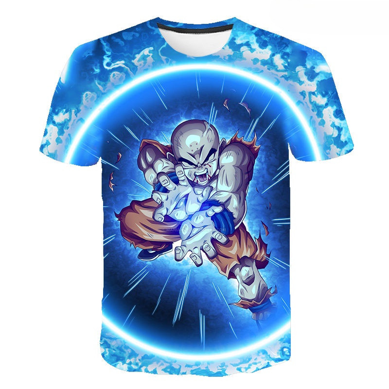 Áo Thun Unisex Họa Tiết 3D Dragon Ball, Tay Ngắn Cổ Tròn, Thời Trang Mùa Hè