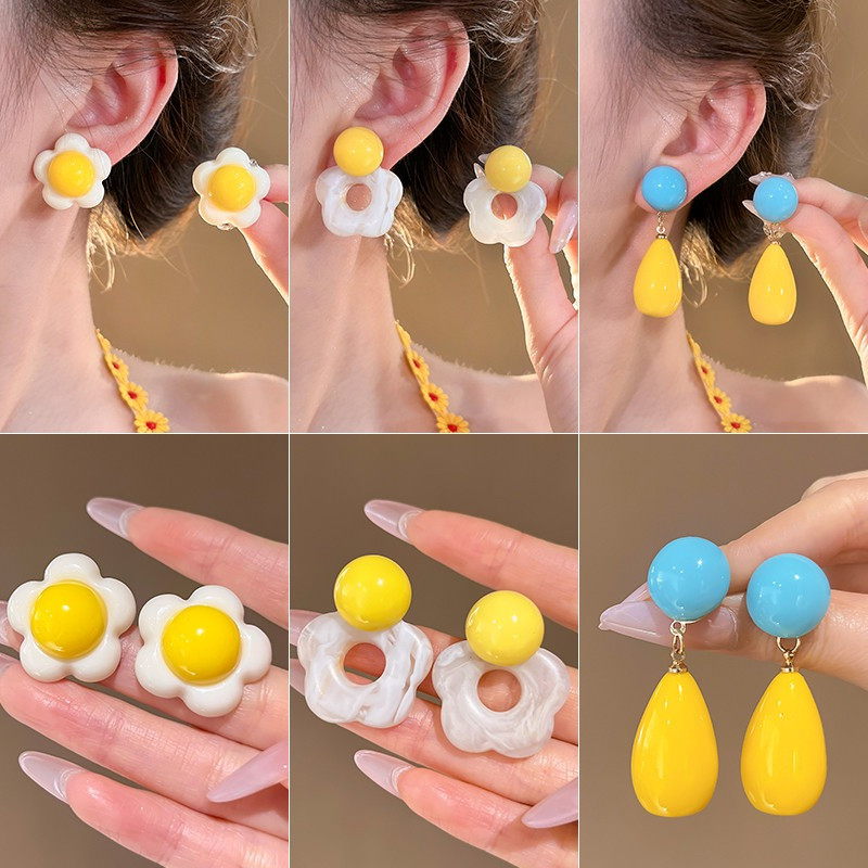 Bông tai nữ bên bờ biển khí chất thanh lịch Bông tai vàng Y2k