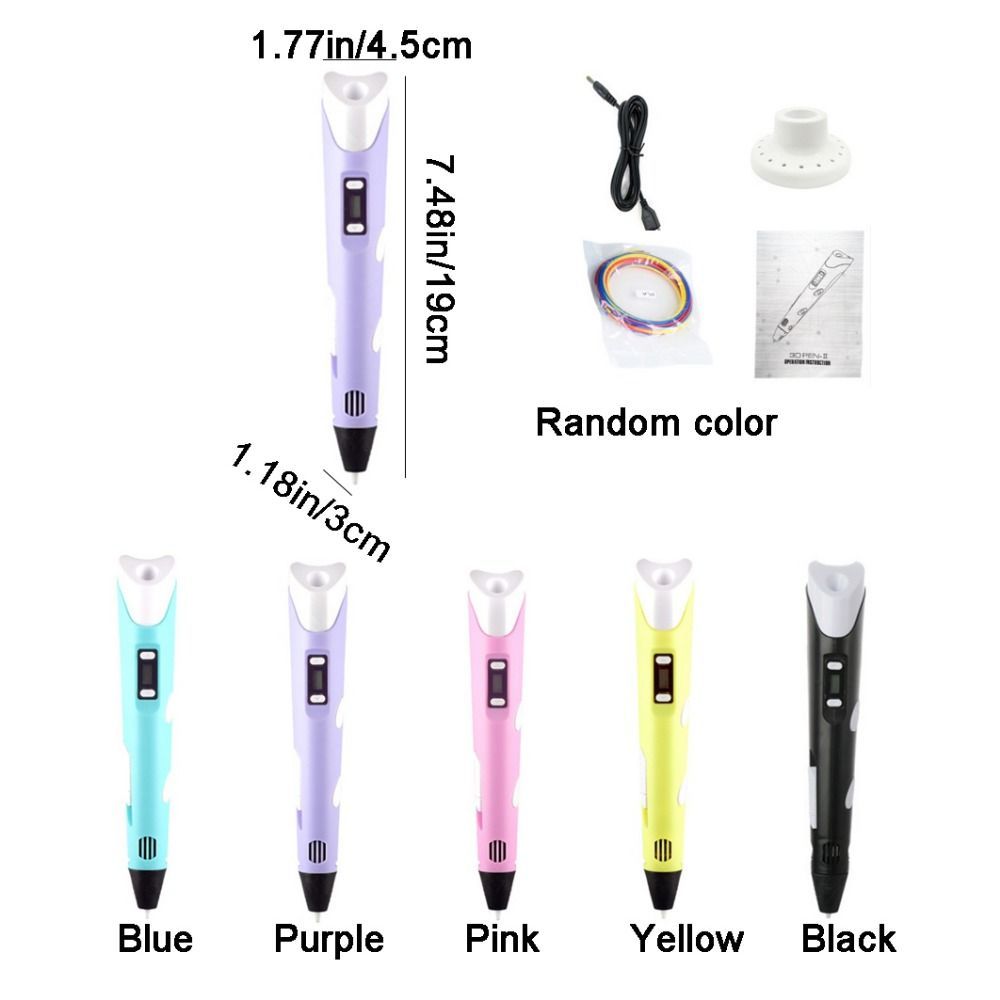Bút in 3D DONOVANQQ, Bút vẽ DIY tốc độ có thể điều chỉnh USB, Màn hình LED vui nhộn Tranh an toàn với bút 3D PLA Đồ chơi thông minh