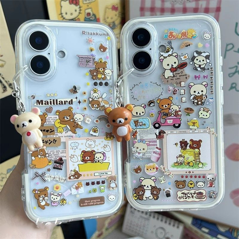 Vỏ điện thoại họa tiết gấu dễ thương trong suốt mới nhất tương thích iPhone 17 Pro Max