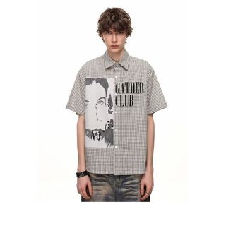 <![CDATA[Áo sơ mi ngắn tay in họa tiết cổ điển, phù hợp unisex]]>