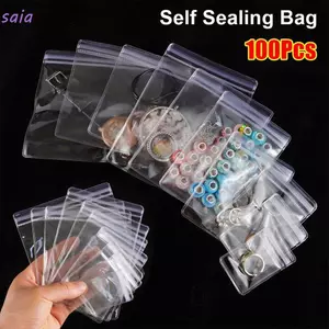 SAIA 100 Chiếc Túi Khóa Zip, Túi Nhựa PVC Trong Suốt Tự Niêm Phong, Bền Chống Bụi Có Thể Đóng Lại Túi Trang Sức Vòng Cổ Vòng Tay Vòng Tay