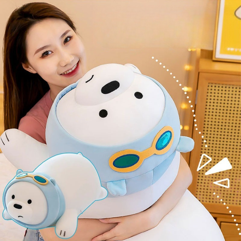 Gấu Bông Cao Cấp 50cm – Hình We Bare Bear, Quấn Khăn Xanh, đeo Kính, Quà Sinh Nhật ý Nghĩa Cho Trẻ Em
