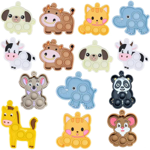 Fidget Đồ Chơi Đẩy Pop Bong Bóng Móc Khóa Bộ Giảm Căng Thẳng Squishy Giải Nén Động Vật Mặt Dây Chuyền Slime Đồ Chơi Cảm Giác Cho Trẻ Em Người Lớn
