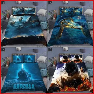 ST2 Godzilla 3in1 Bộ Chăn Ga Gối Chăn Gối Phòng Ngủ Thoải Mái Có Thể Giặt Được Nhà Phù Hợp Với TS2