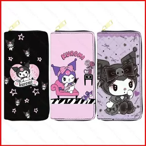 Sanrio Kuromi Hoạt Hình Dễ Thương Dây Kéo Dài Ví Da PU In Sinh Viên Đa Thẻ Túi Đựng Thẻ Đa Năng