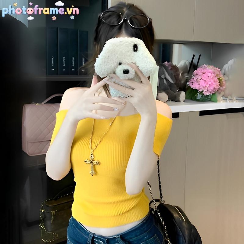 Váy photoframe nữ tay ngắn, màu đơn giản, phù hợp với áo thun hàng ngày