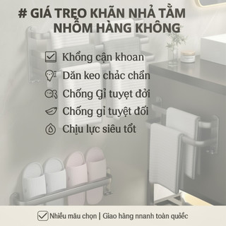 Giá treo khăn đôi bằng nhôm Giá treo tường Máy khoan miễn phí Chống gỉ Nhà tổ chức phòng tắm hạng nặng