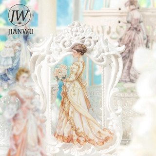 JIANWU Mùa Xuân Mảnh Váy Series Nhân Vật Vintage Phong Cảnh Chất Liệu Cắt Dán PET Nhãn Dán Sáng Tạo DIY Tạp Chí Văn Phòng Phẩm