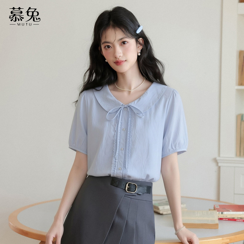 Mutu Blouse Tay Ngắn Phong Cách Búp Bê, Màu Sắc Nhẹ Nhàng Cho Mùa Hè