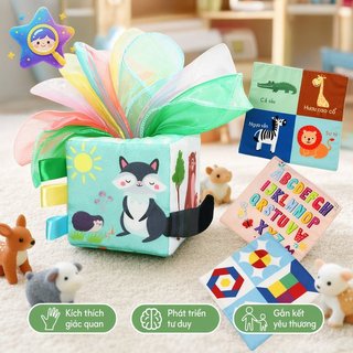 Hộp Khăn Giấy Cho Bé Đồ Chơi Vải Mềm Cảm Giác Nhăn Giấy Mọc Răng Kéo Đồ Chơi Trẻ Sơ Sinh Học Tập