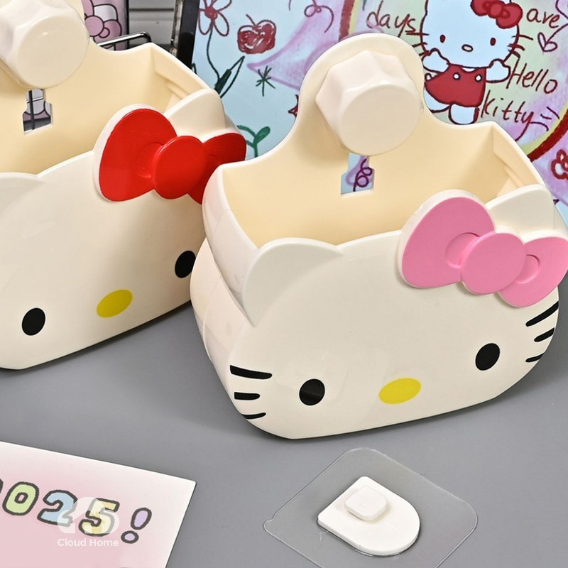 Hộp đựng kem đánh răng và bàn chải đánh răng hình mèo, giá đựng đồ gắn tường phòng tắm, có lỗ thoát nước.