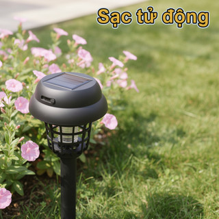 Đèn bẫy muỗi năng lượng mặt trời Quạt UV ngoài trời Sân vườn chống nước Ban công Màu đen im lặng