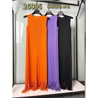 Miyake Viền Đầm Cao Cấp Tính Khí Rời Ôm Hơn Nhìn Cổ Tròn Không Tay Áo Vest Đầm Thường Ngày Phù Hợp Với