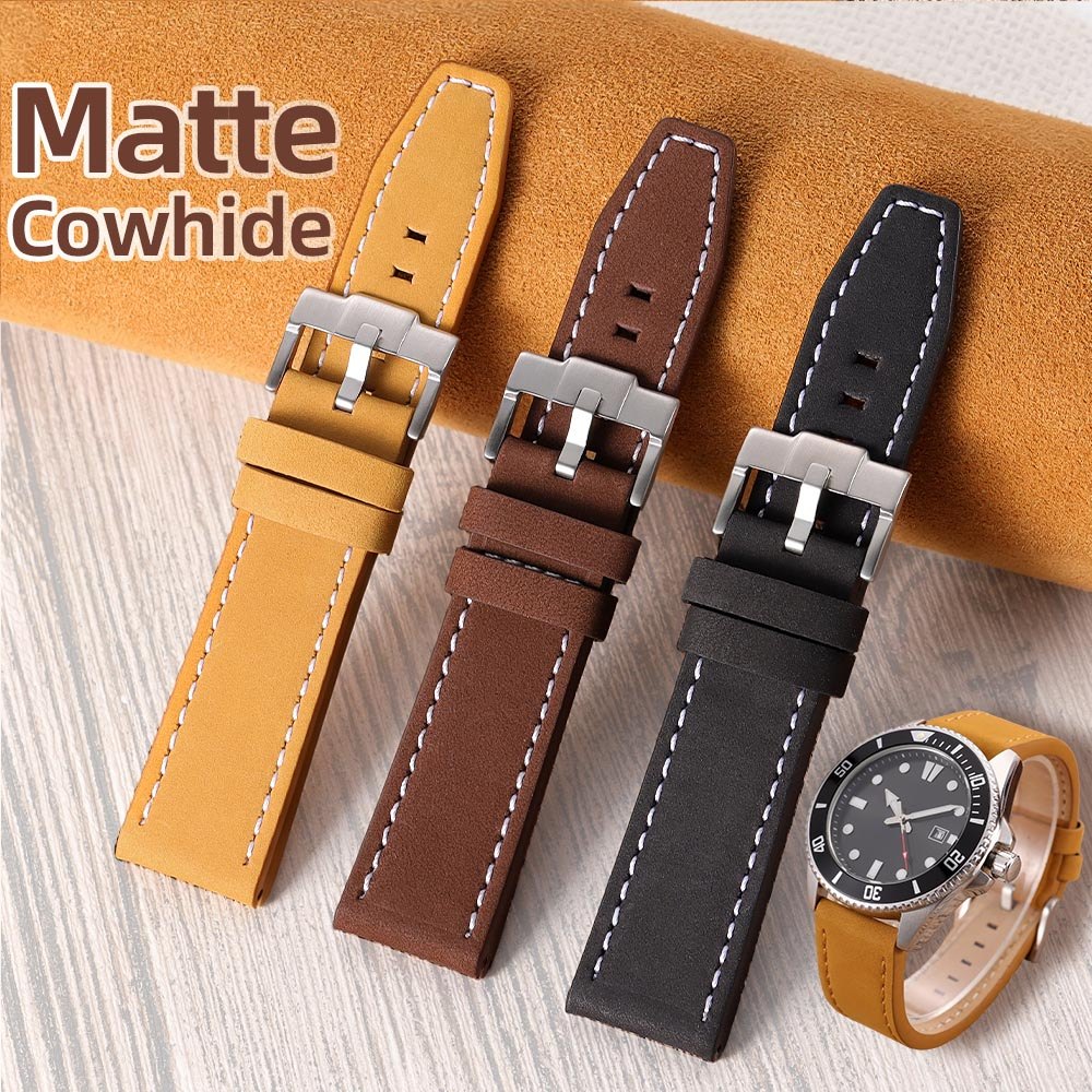 Dây đeo đồng hồ bằng da thật mờ mờ khâu tay cho SEIKO Diver 18mm 20mm 22mm 24mm Phát hành nhanh Da lộn mềm Nubuck Vòng đeo tay đồng hồ đục lỗ dành cho nam nữ