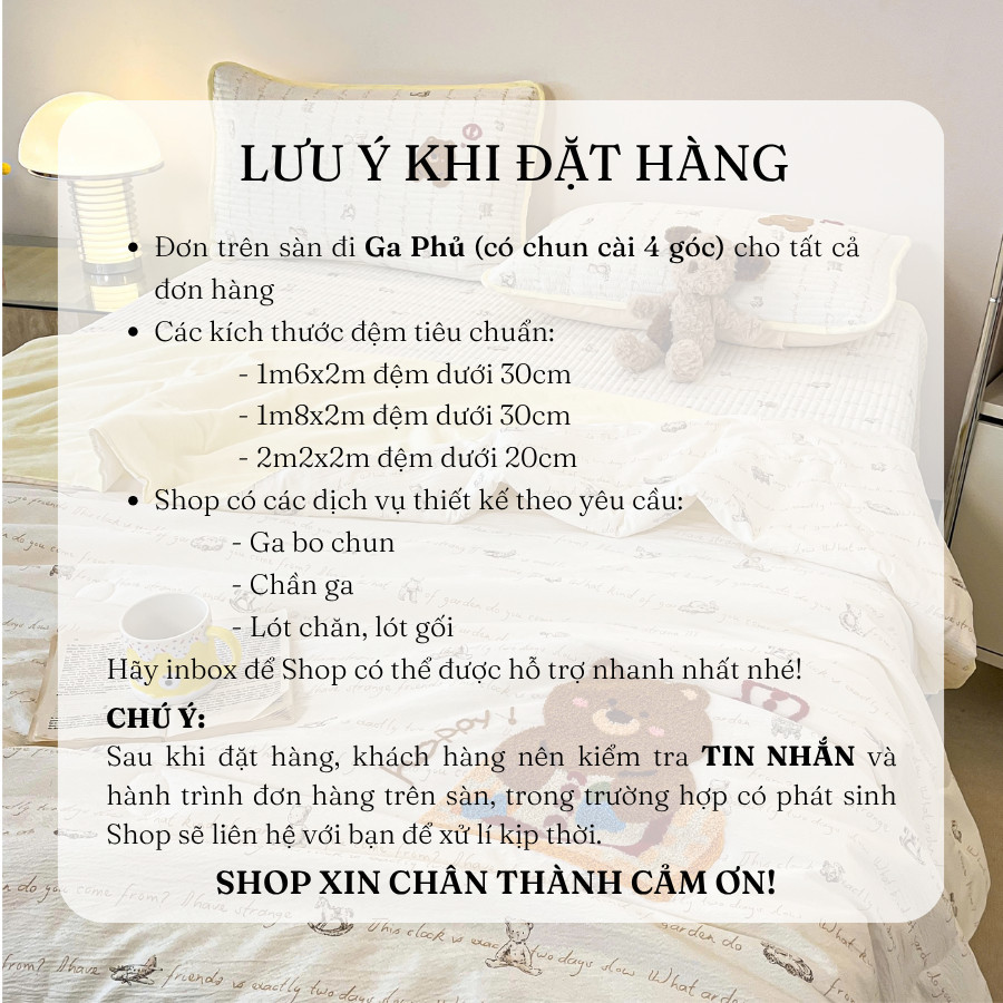 (SCB105)Bộ chăn ga gối 4 món chất liệu đũi Memminbedding kèm chăn hè với họa tiết 5D thêu nổi siêu dễ thương