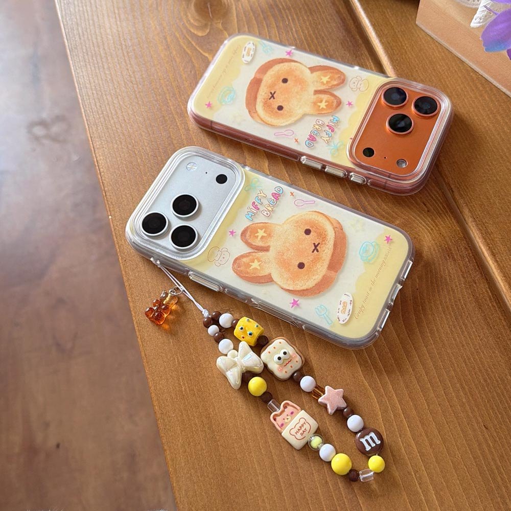 Ốp lưng cứng Tương thích với iPhone 13 14 14Pro 14ProMax 15 15Pro 15ProMax 16 16Pro 16ProMax 17 17Pro 17ProMax Vỏ hoa văn bánh mì