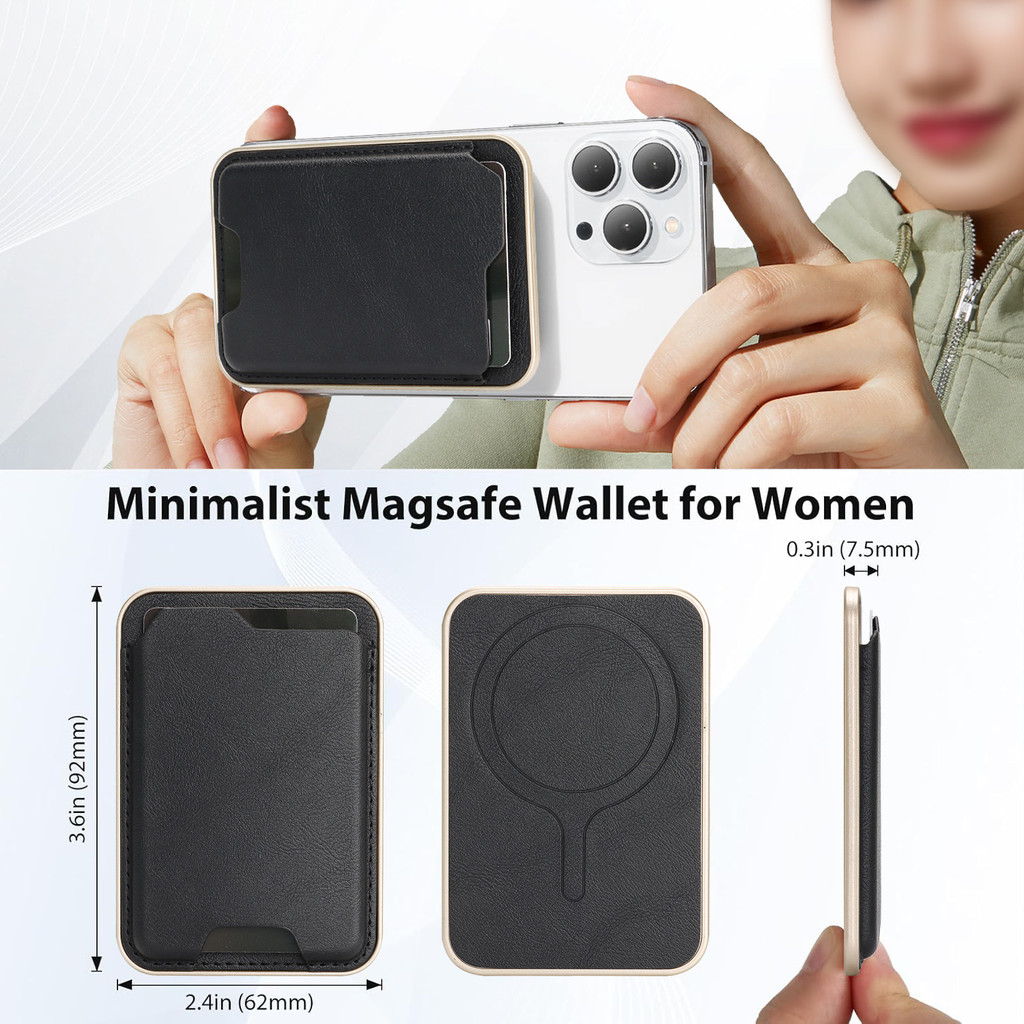 Da Thật Chính Hãng Từ Tính Đựng Thẻ Cho iPhone 17 16 15 14 13 12 Pro Max Air Plus Thẻ ID Túi Cho Vỏ Điện Thoại