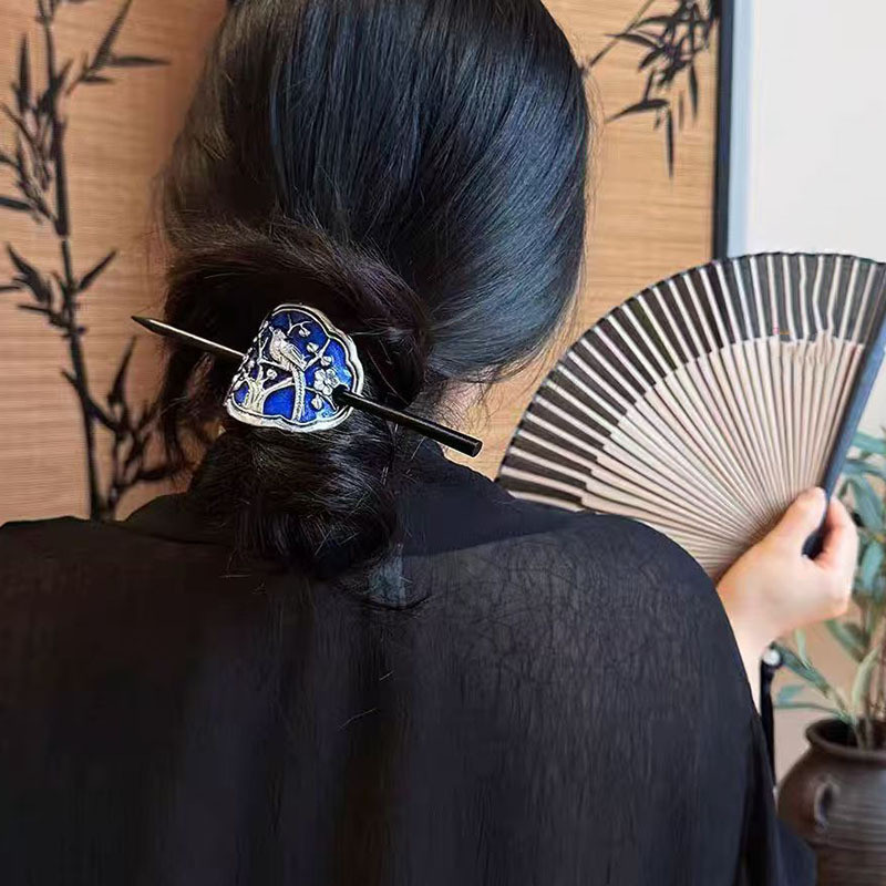 Kẹp tóc phong cách Trung Quốc retro, cloisonne, men giọt nước, phụ kiện lễ hội, sang trọng, phù hợp hàng ngày