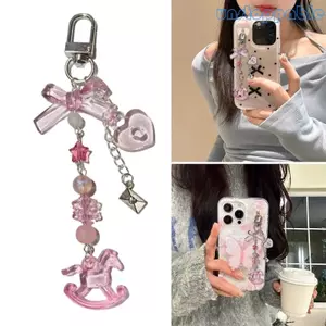 Unstop * Trái Tim Dễ Thương Đính Hạt Móc Khóa Nơ Bốn Lá Cỏ Ba Lá Điện Thoại Mặt Dây Chuyền Túi Quyến Rũ