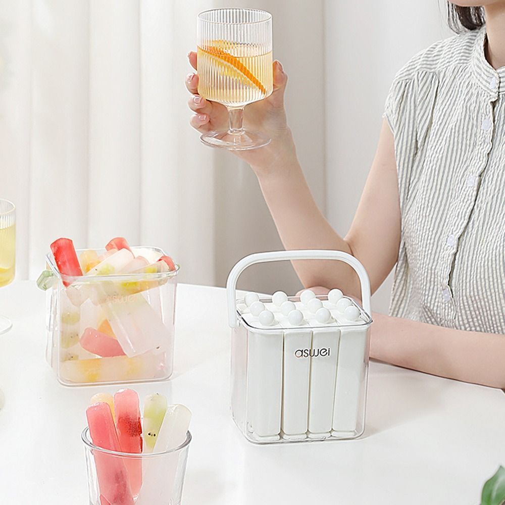 HOBBYIN Khay Đá Thanh Dài, Khuôn Silicon Di Động Cũ Popsicle, Bền Có Nắp Làm Đá Khuôn Dụng Cụ Nhà Bếp