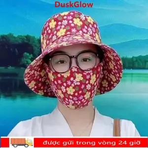 Mũ hái trà DUSKGLOW, Mũ làm việc nông nghiệp vành rộng chống tia cực tím, Khăn choàng cổ bảo vệ thời trang Thể thao ngoài trời