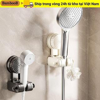 Giá đỡ vòi hoa sen BAMBOOB, Giá đỡ đầu vòi hoa sen có thể điều chỉnh, Giá đỡ vòi hoa sen treo tường hữu ích có thể tháo rời có móc Máy phun đế cố định Phụ kiện phòng tắm
