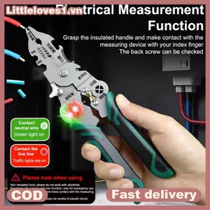 Littleloves1 10in1 Kìm tuốt dây có thể gập lại Kéo thợ điện có phép đo điện Dụng cụ cáp kéo cho dây VN