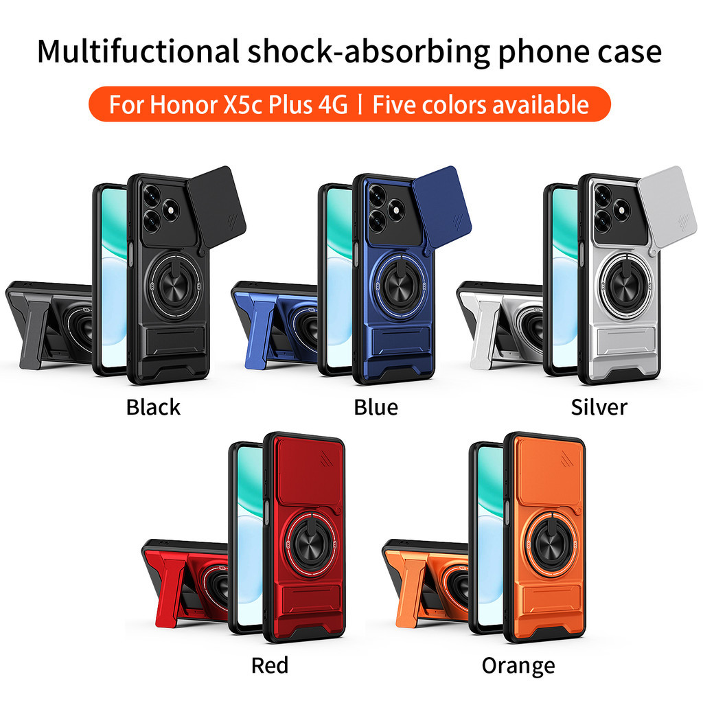 Ốp Điện Thoại Đa Năng Sang Trọng Thích Hợp Cho Honor X5C Plus X6 X7 X8 X9 10A 4G Dây 360°Giá đỡ vòng có vỏ máy ảnh Vỏ bảo vệ toàn diện chống sốc