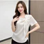 Áo sơ mi Satin nữ thanh lịch VN, áo sơ mi cổ cao ngắn tay, có dây buộc nơ, mượt mà, thích hợp cho công sở và mặc thường ngày.