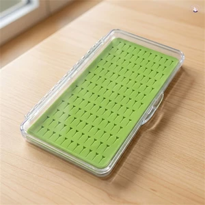 Hộp câu cá bay Acrylic có khe cắm silicon Thiết kế nhỏ gọn màu xanh lá cây bền bỉ để sử dụng ngoài trời