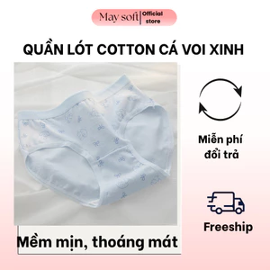 Combo 3–5 Quần Lót Nữ Cotton Họa Tiết Cá Voi Mềm Mịn Thoáng Khí Co Giãn Tốt May Soft QL14V