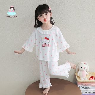 Bộ đồ ngủ Hello Kitty cho bé gái – Chất liệu lụa lạnh, mát, thiết kế dễ thương, thoải mái mùa hè