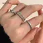 AqToCna 3 Chiếc Punk Zircon Nhẫn Kim Loại Bộ Dành Cho Nữ Đơn Giản Pha Lê Hình Học Rộng Mở Nhẫn Tối Giản Màu Bạc Thẩm Mỹ Nhẫn AqToCna