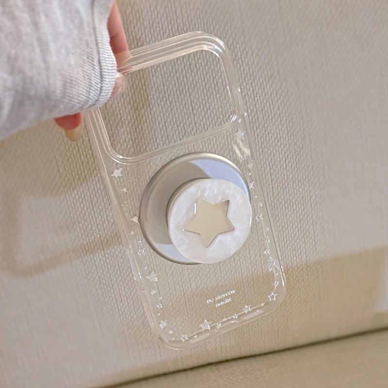 Ngôi sao bạc Mother-of-Pearl Thích hợp cho Apple 17promax Vỏ điện thoại iPhone16 Trong suốt 15 Giá đỡ từ tính 13 Gilt