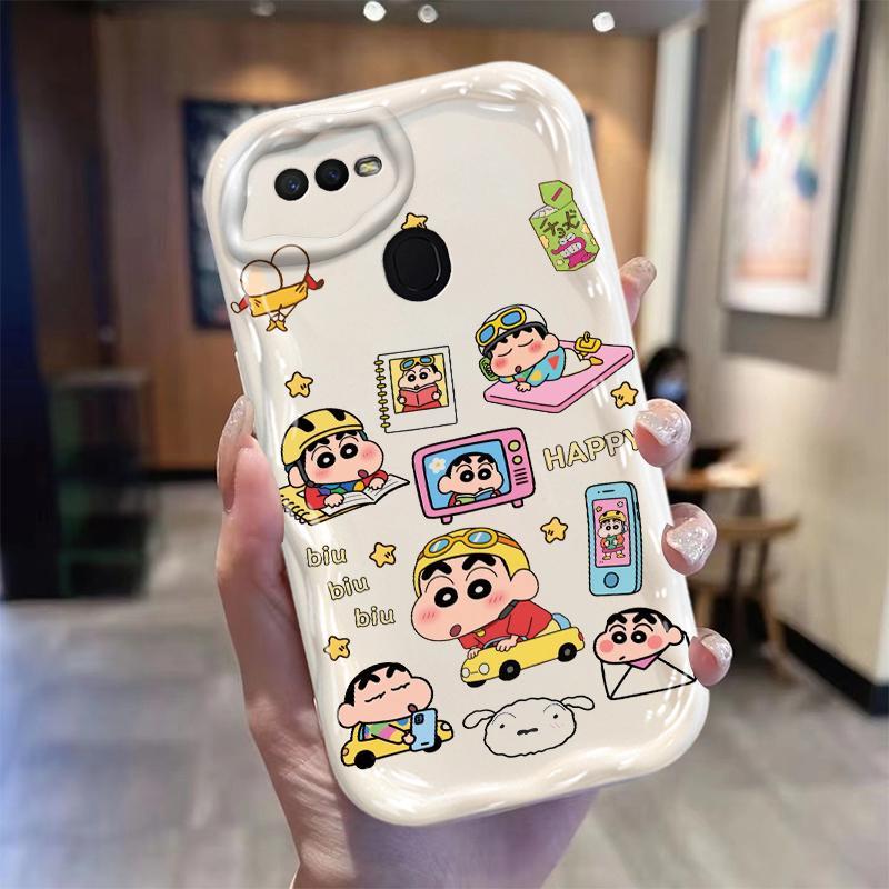 Ốp Silicon Hoạt Hình Cho OPPO A5S A7 A12 F9 F9 Pro 3D Hoạt Hình Phụ Kiện Mềm TPU Crayon Shin chan Ốp Điện Thoại